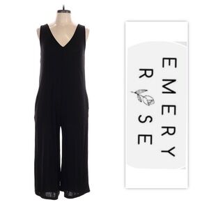 Emery Rose Black Sleeveless Wide Leg Jumper